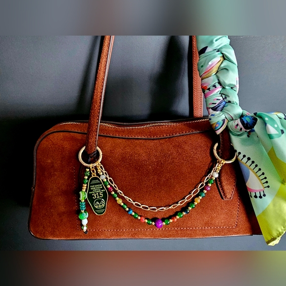 Madewell Brown Suede Bag with Green and Yellow Accents - Picture 4 of 10